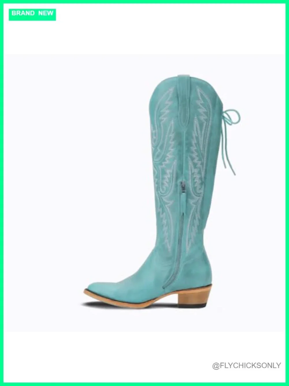 Womens Over the Knee Cowboy Boots Polyurethane Pointed Toe Stacked Heel